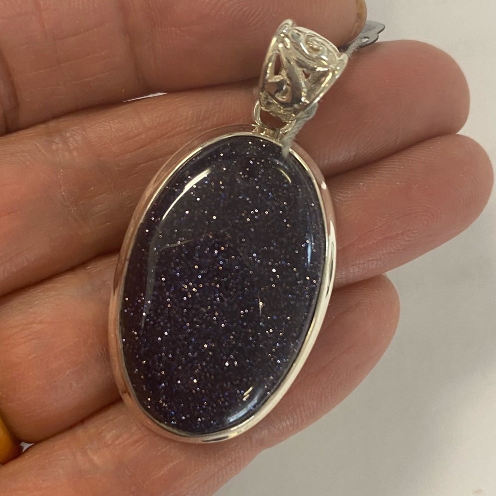 Blue Sun Sitara Stone Pendant in 925 Sterling Silver